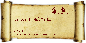 Hatvani Márta névjegykártya