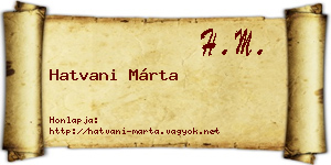 Hatvani Márta névjegykártya