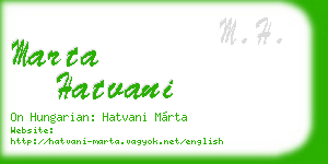 marta hatvani business card